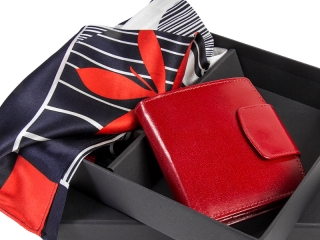 Silk scarf + leather wallet -APR03