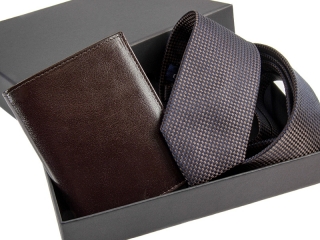 Zestaw Dowolny krawat + portfel skórzany w pudełku -2