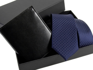 Zestaw Dowolny krawat + portfel skórzany w pudełku -3