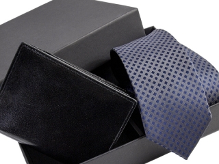 Zestaw Dowolny krawat + portfel skórzany w pudełku -1